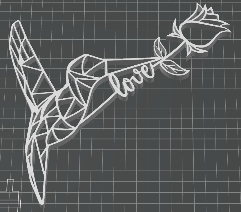 Geometric Humming Bird with Love Rose