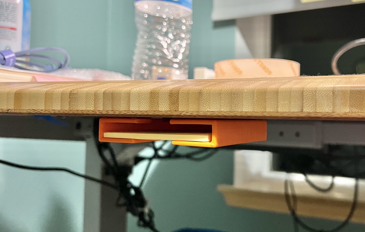 Under desk post-it holder