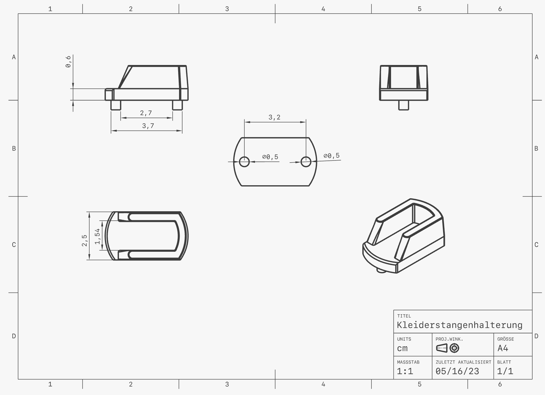 Kleiderstangenhalterung Schrank | Clothes rail holder wardrobe