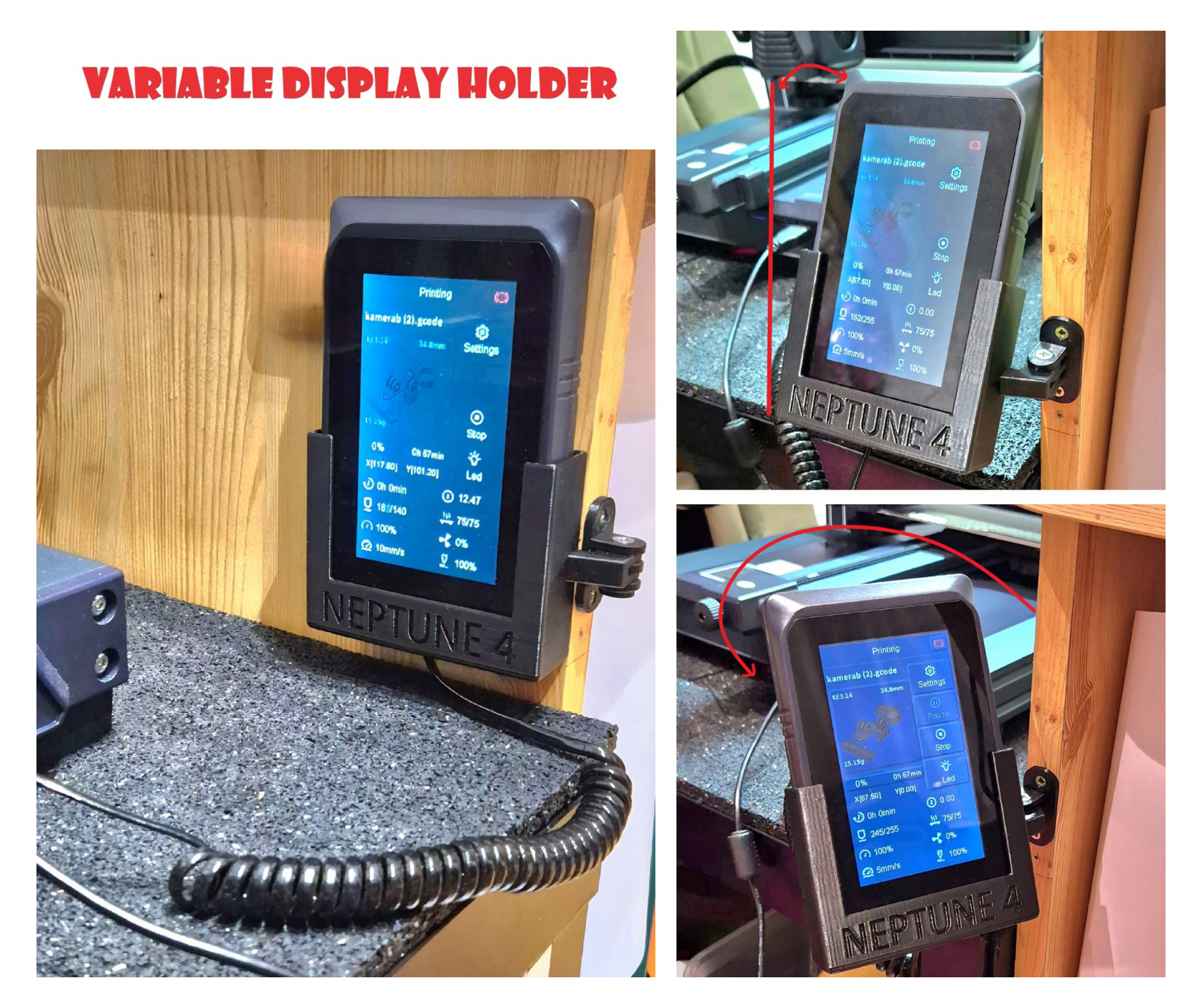 Variable display holder for neptune 4