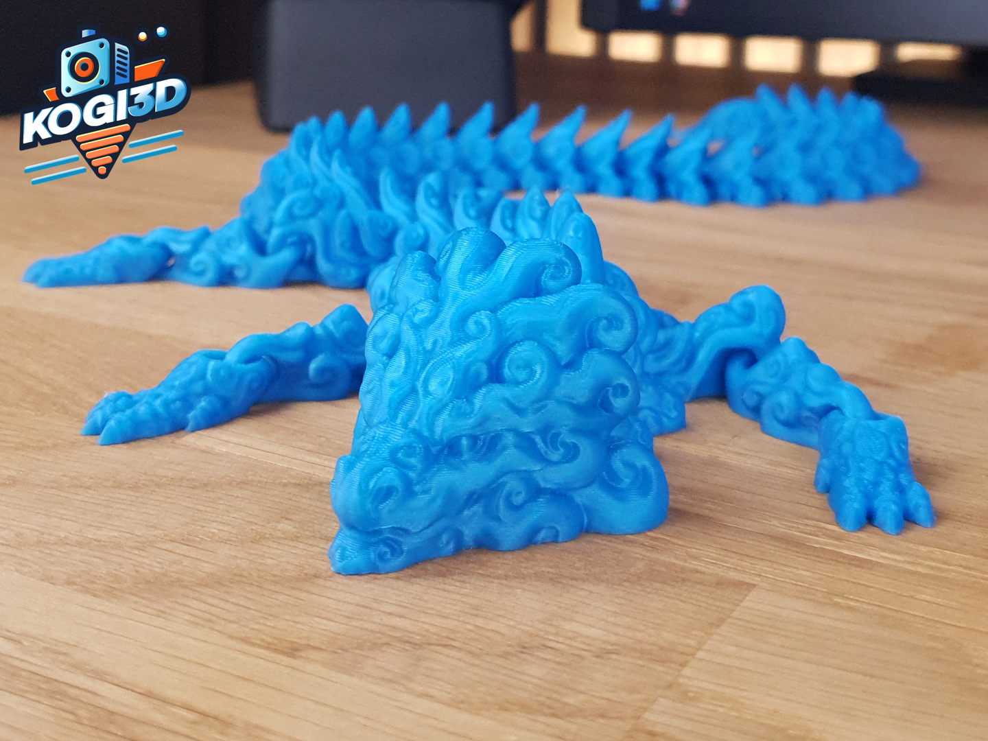 Print in Place Articulated Flexi Water Dragon 3D model