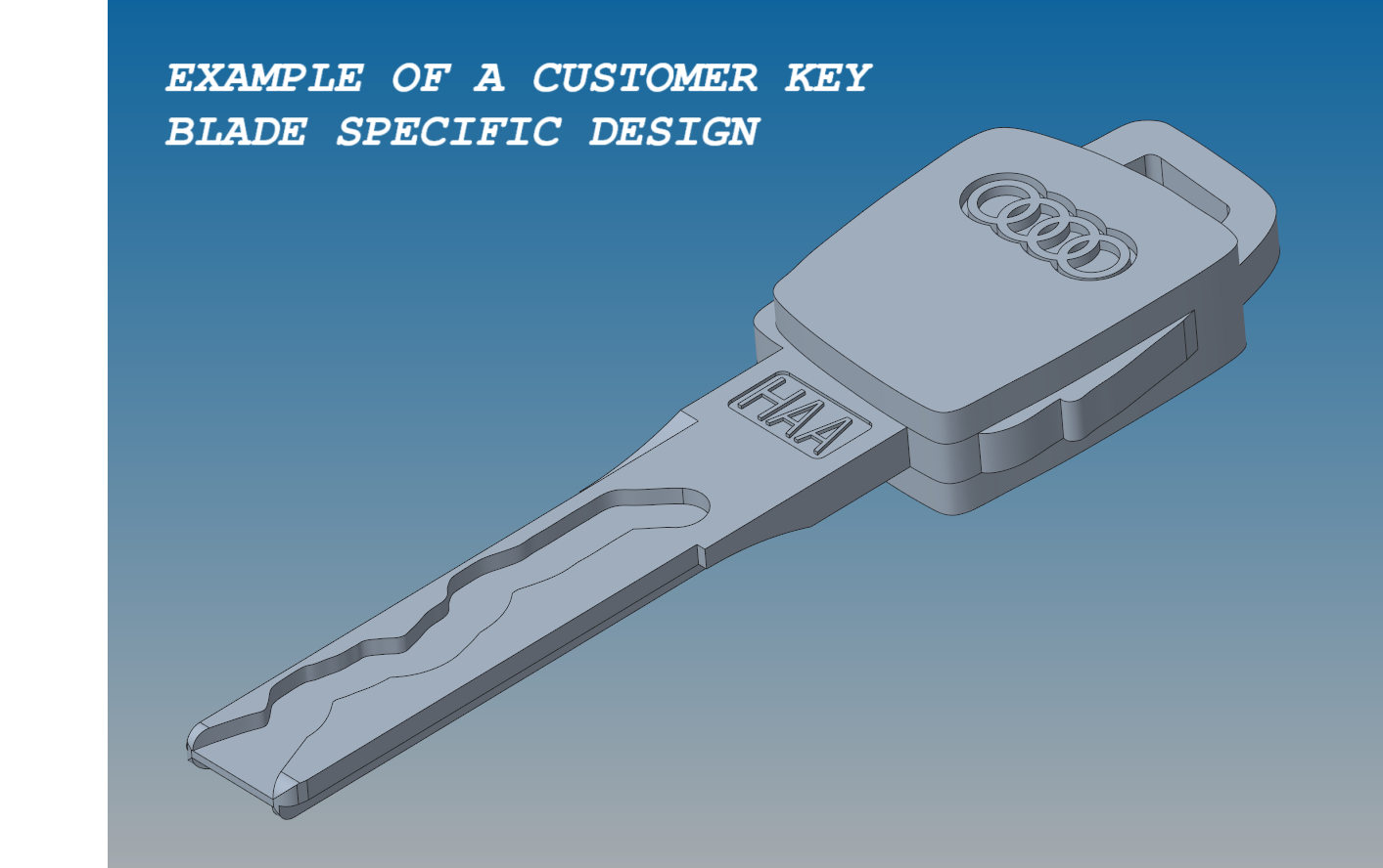 Audi Emergency Key HAA Type A, generic Blade. send me your blade milling design for a customization