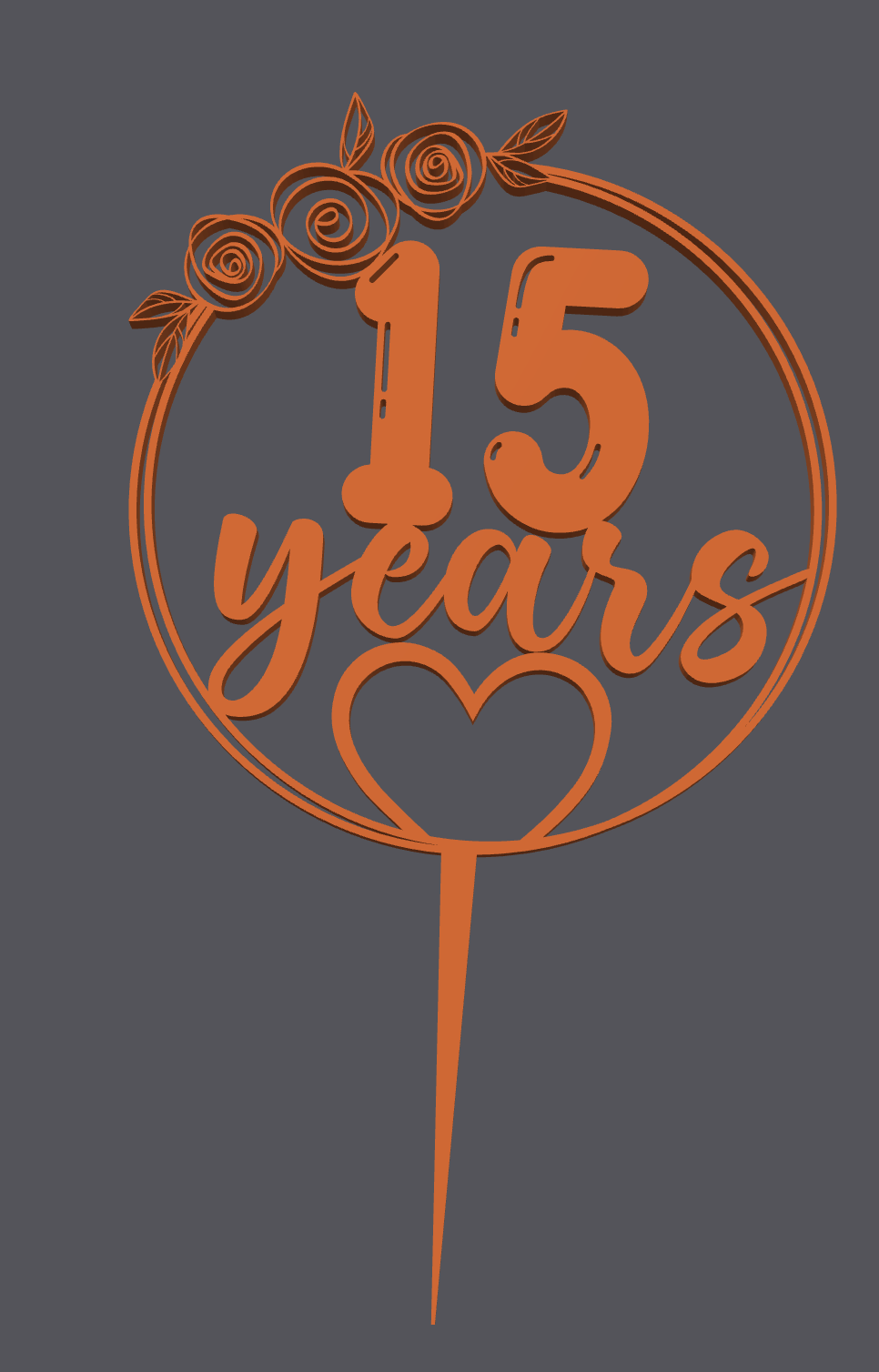 Topper para pastel – Corazón con 15 años | Cake Topper – Heart with 15 Years | 3D Print