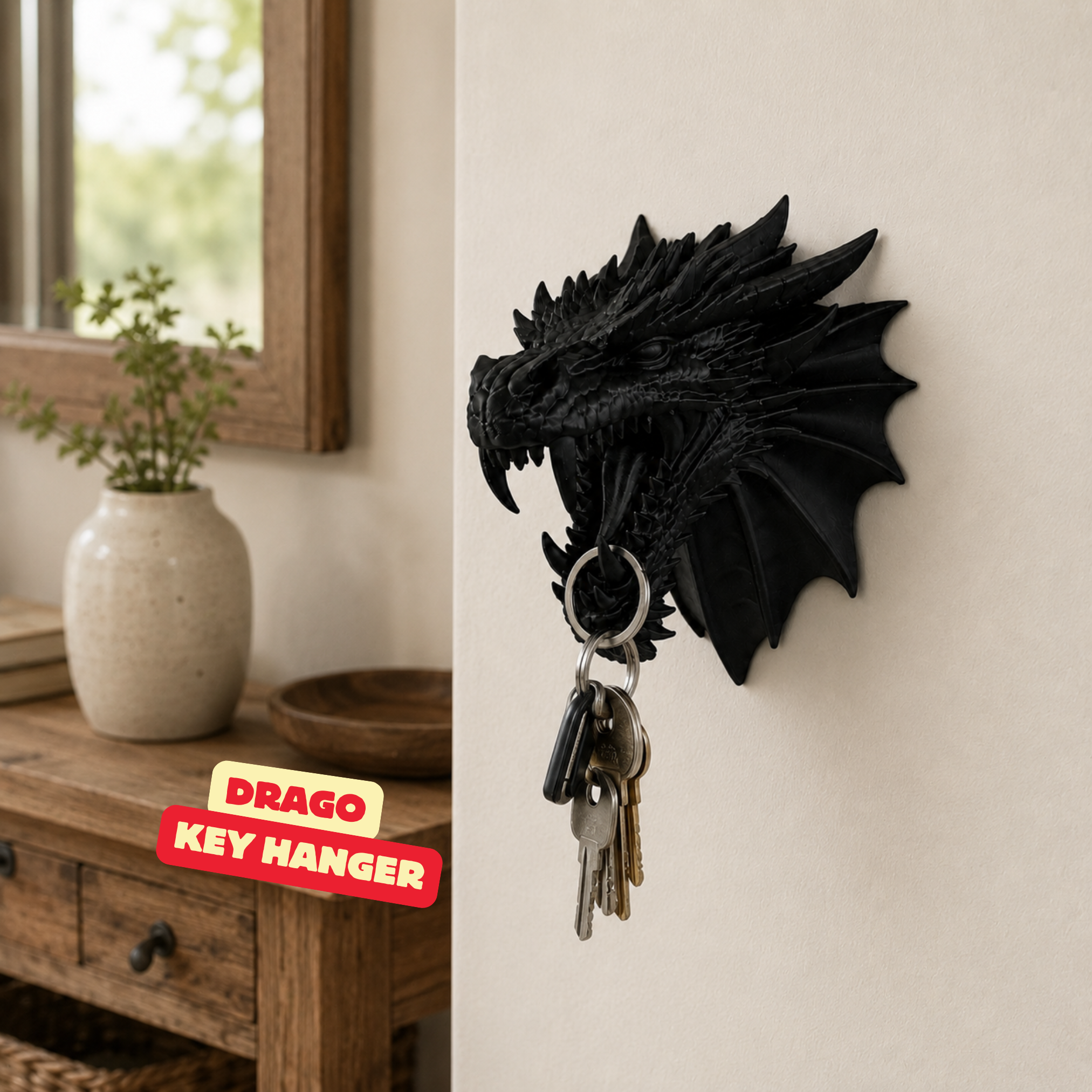 DRAGO - KEY HANGER / KEY ORGANIZER / MODERN HOMEDECOR / ENTRYWAY DECOR / GOTHIC DECOR