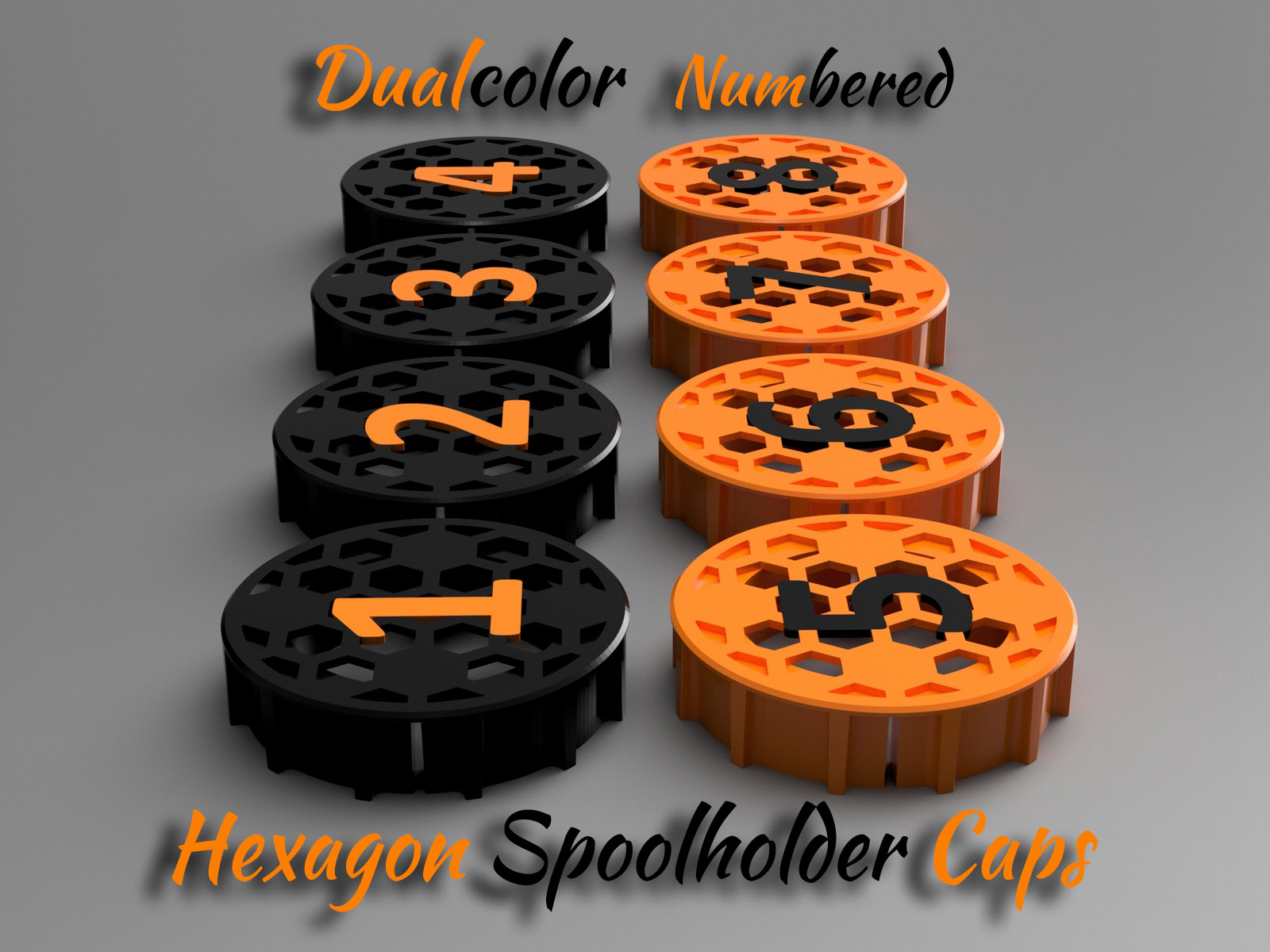 Hexagon Big Numbered Prusa Spoolholder Caps - Core One + XL