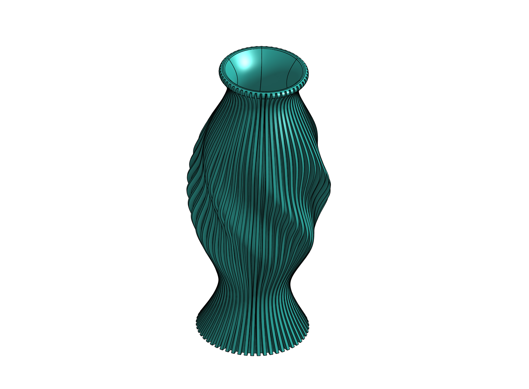Vase 106: Ribbed Swirled Wave Hourglass