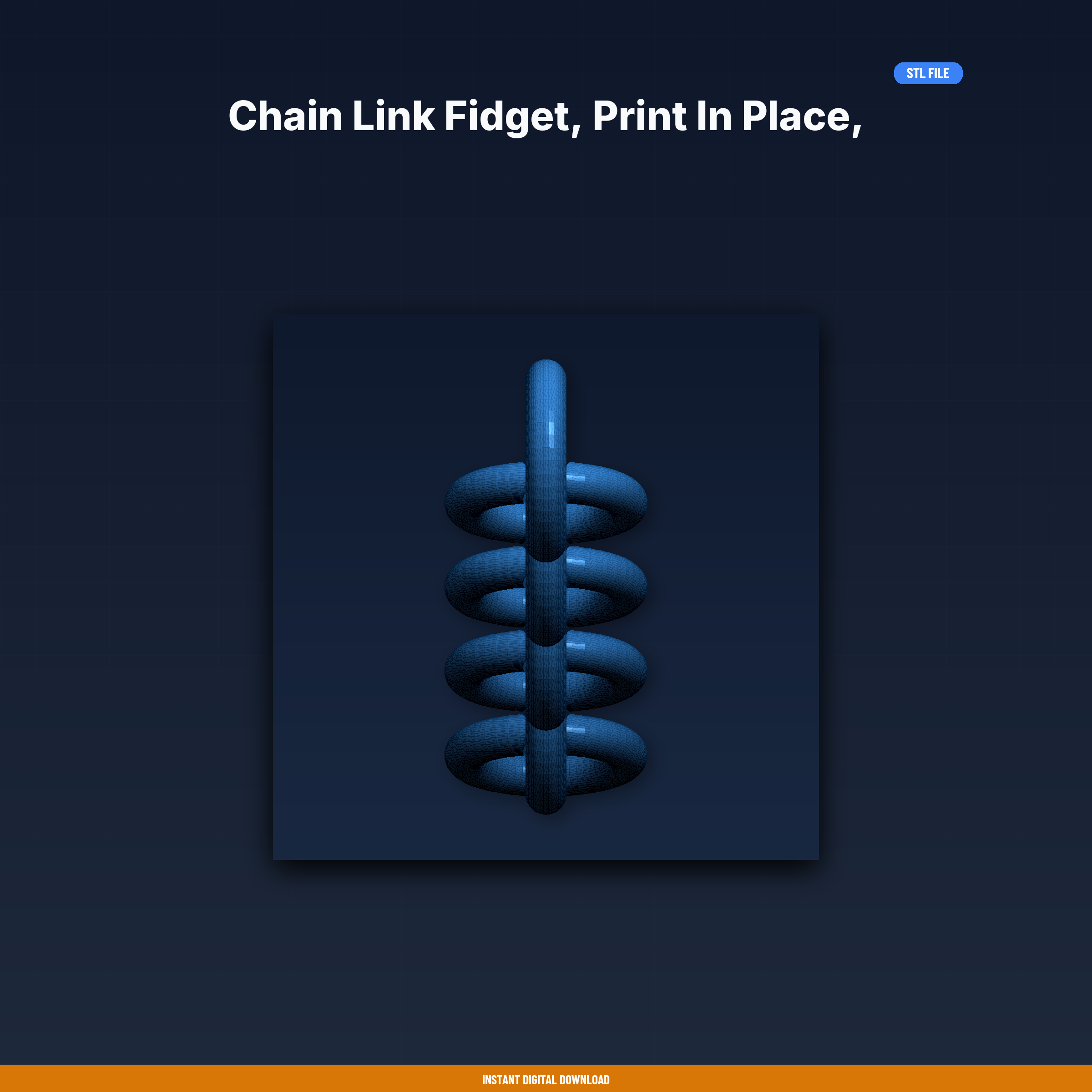 Chain Link Fidget, Print in Place, Interlocking Rings, Desk Fidget Toy - 3D Printable STL File