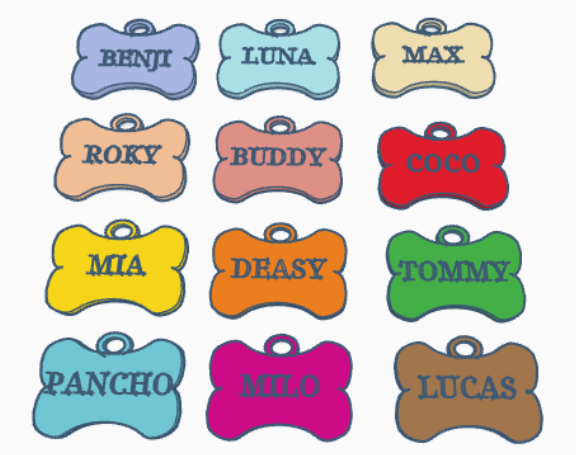 Dog Bone Name Tag for Collar & Harness – Customizable Pet ID Tag (No Supports)