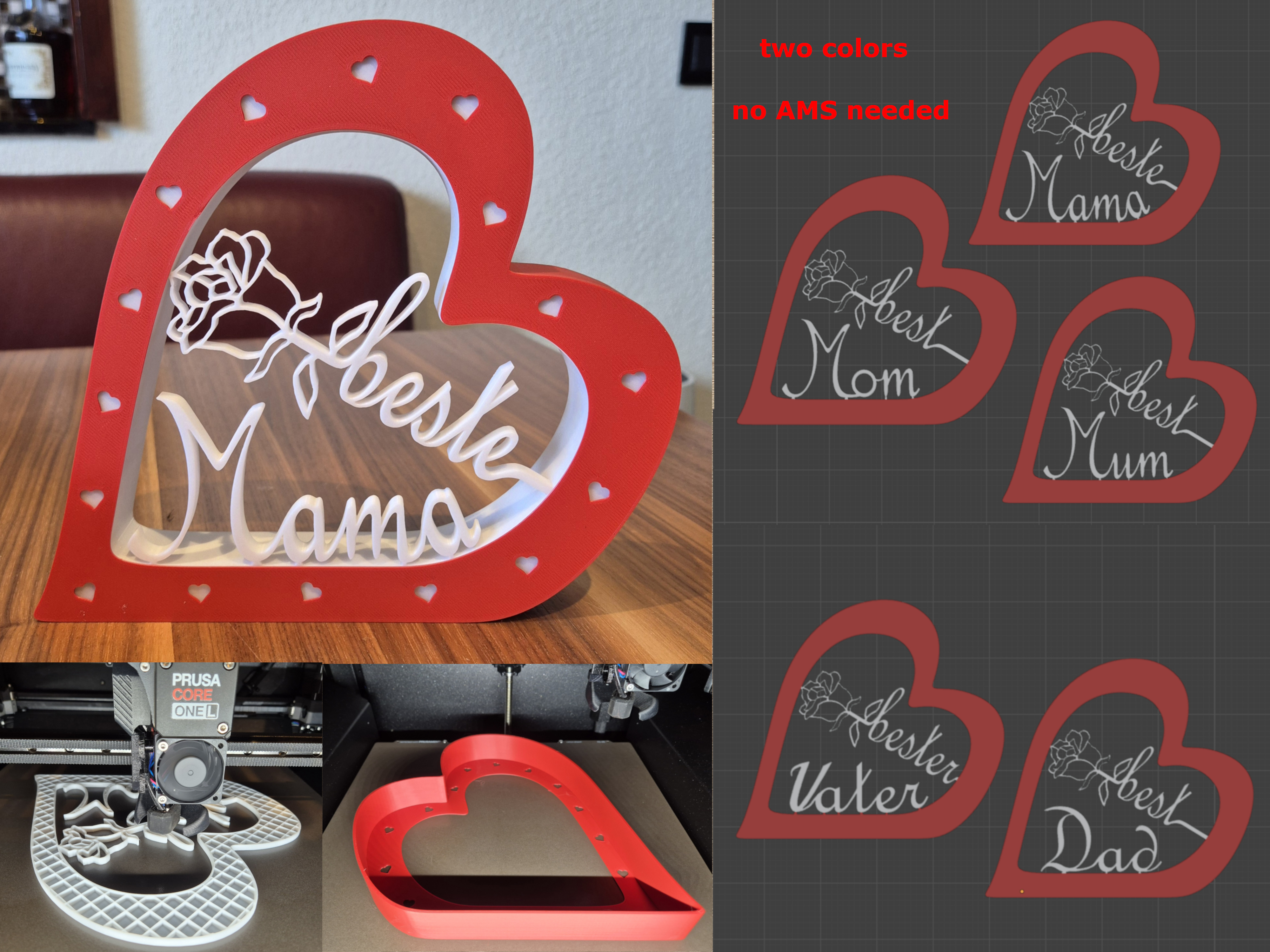 Herz bester Vater beste Mama Muttertag Vatertag Geburtstag / Heart best Dad Mum Mom Mothersday Fathersday Birthday