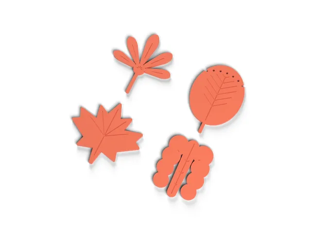 Autumn Leaf Coasters - Maple, Oak, Horse Chestnut and Birch Leaves, No Supports (OpenSCAD)