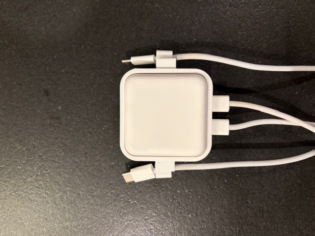Cable management for Apple 35-watt dual USB-C wall charger