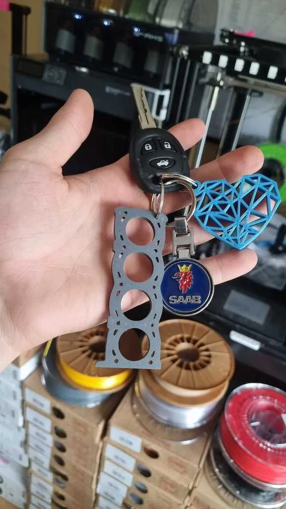Engine block keyring pendant