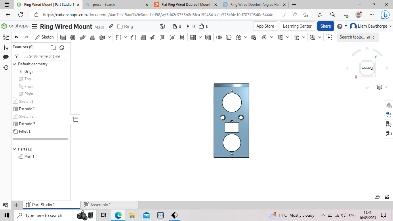Flat Ring Wired Doorbell Mount + Weather Shield