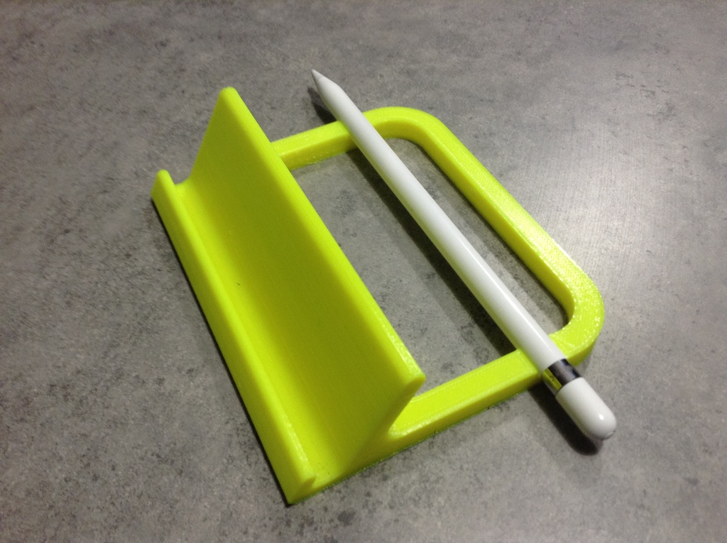 iPad Pro stand with pencil holder by robomaniac Download free STL