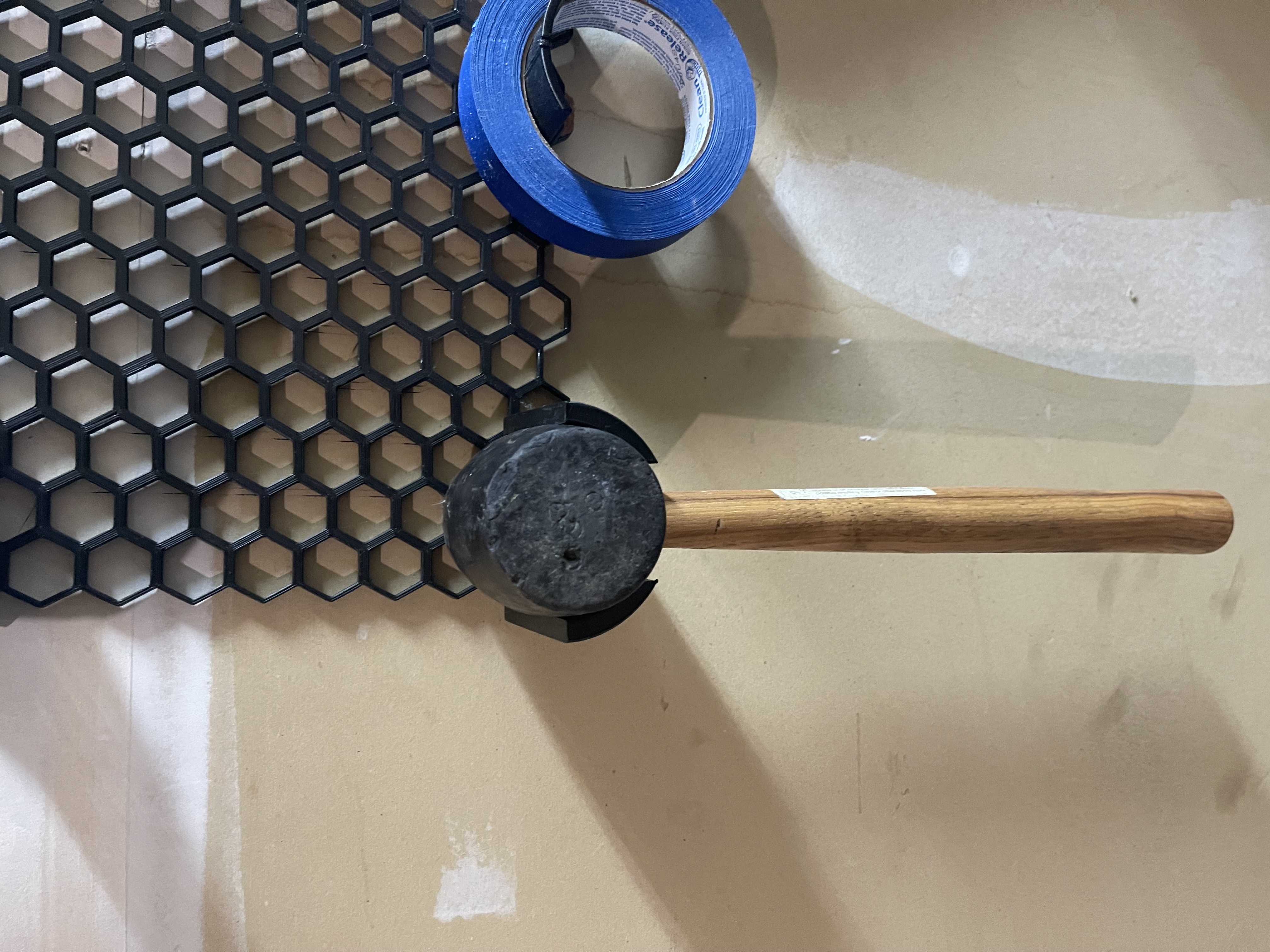 Rubber Mallet Holder for Honeycomb Wall Storage