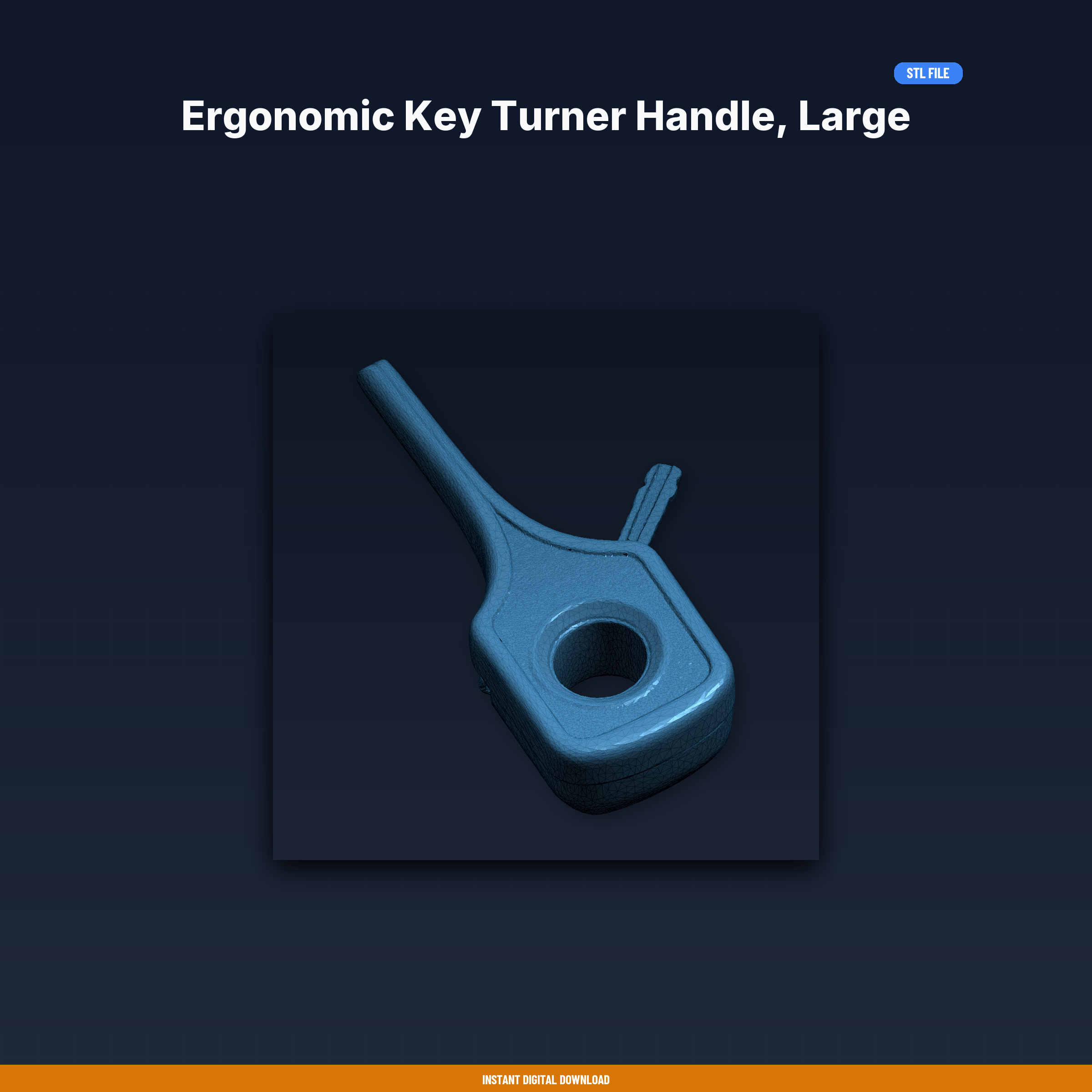 Ergonomic Key Turner Handle, Large Grip Surface, Fits Standard - 3D Printable STL File