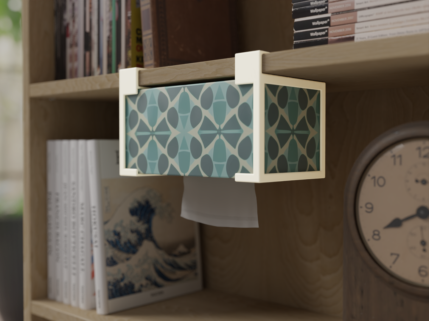 Slide-on Under-Shelf Tissue Box Holder