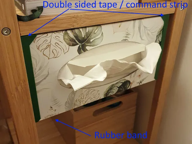 Tissue box holder on tape (F360 parametric)