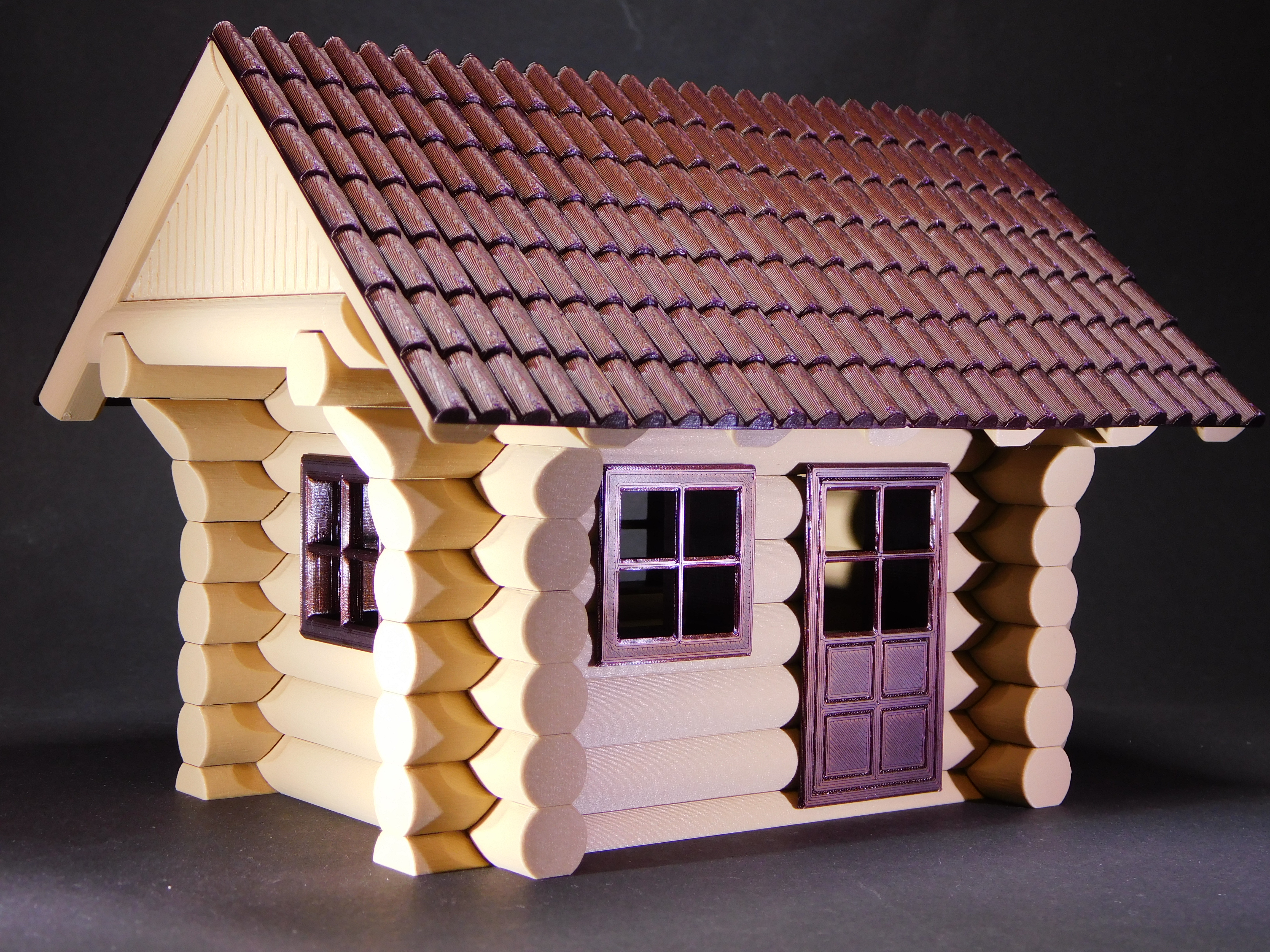 Bulding kit of a log cabin model