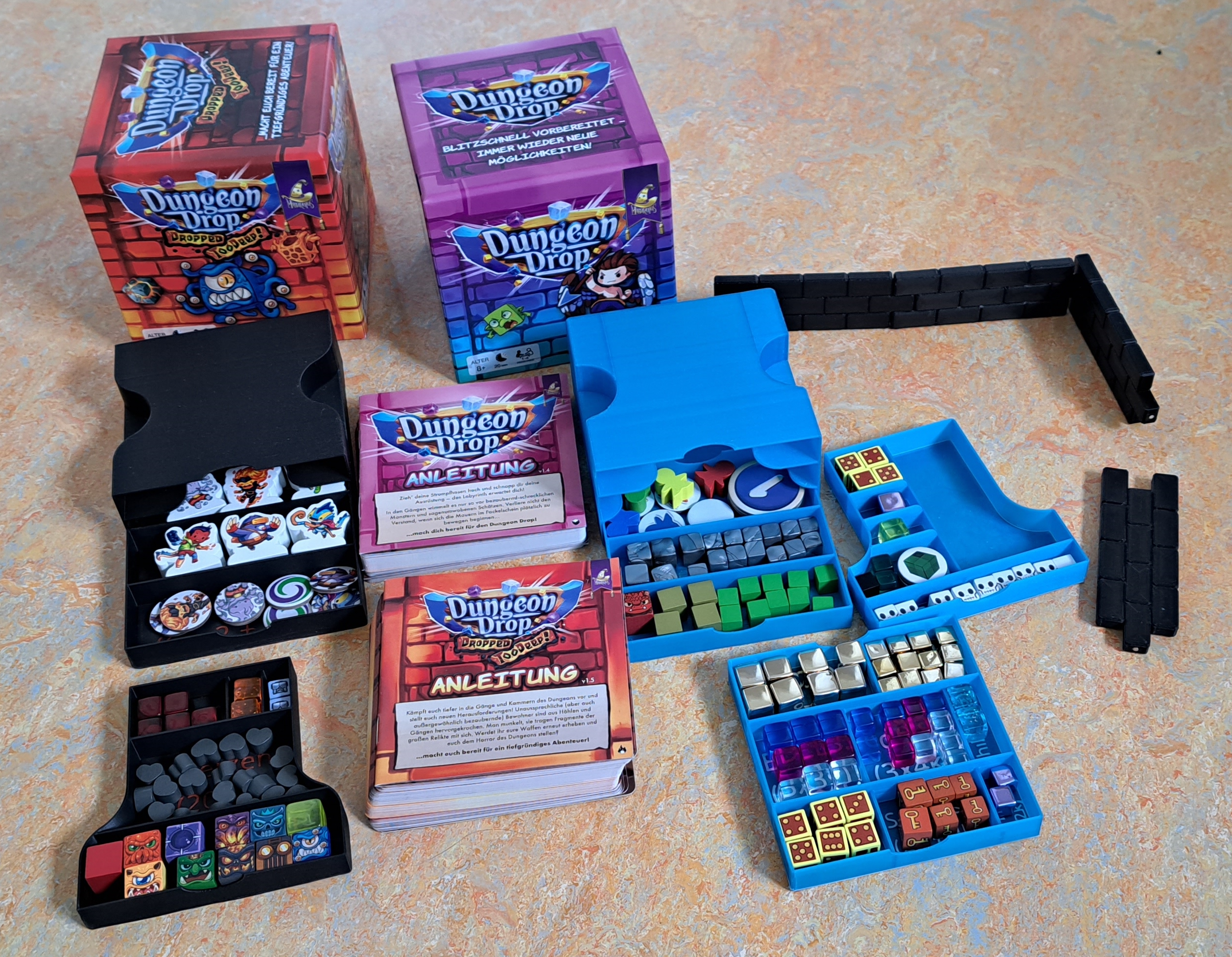 Dungeon Drop und Dropped too deep Schachteleinlage / game organizer insert / Walls