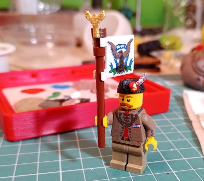Sokol - LEGO flag (more sizes) with statue
