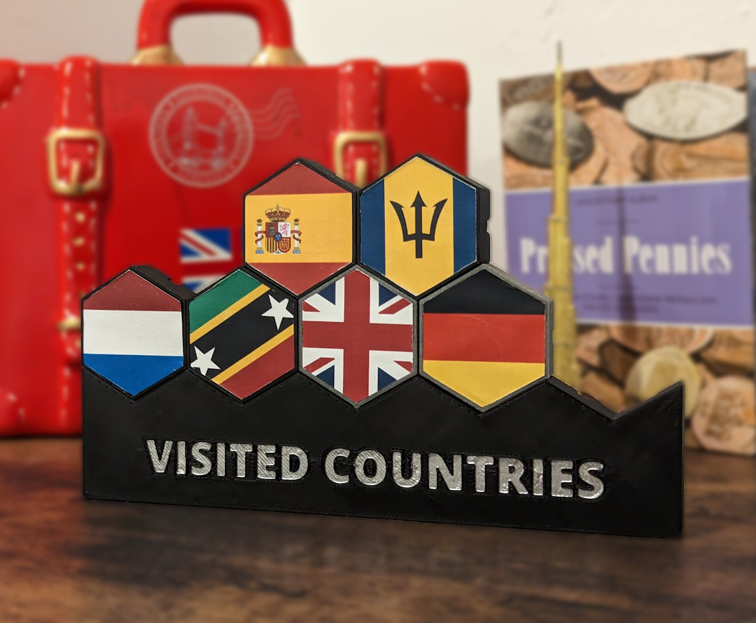 Hexagonal building blocks of visited countries