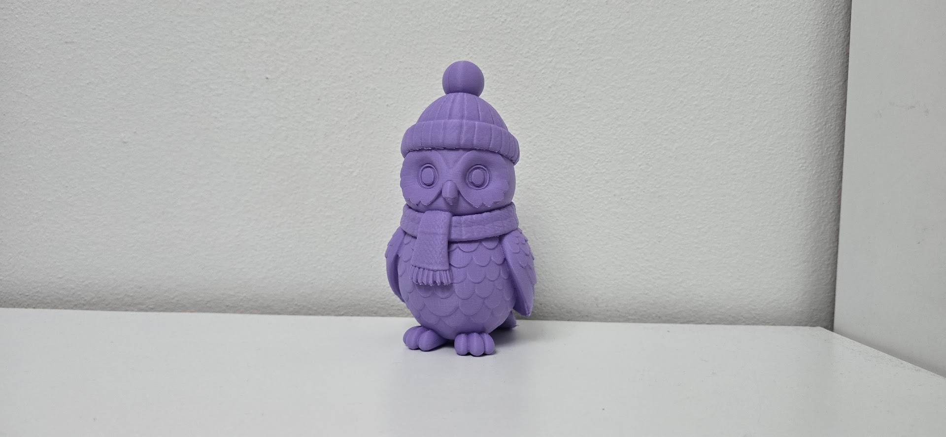 Cute Owl in Hat and Scarf Winter Figurine
