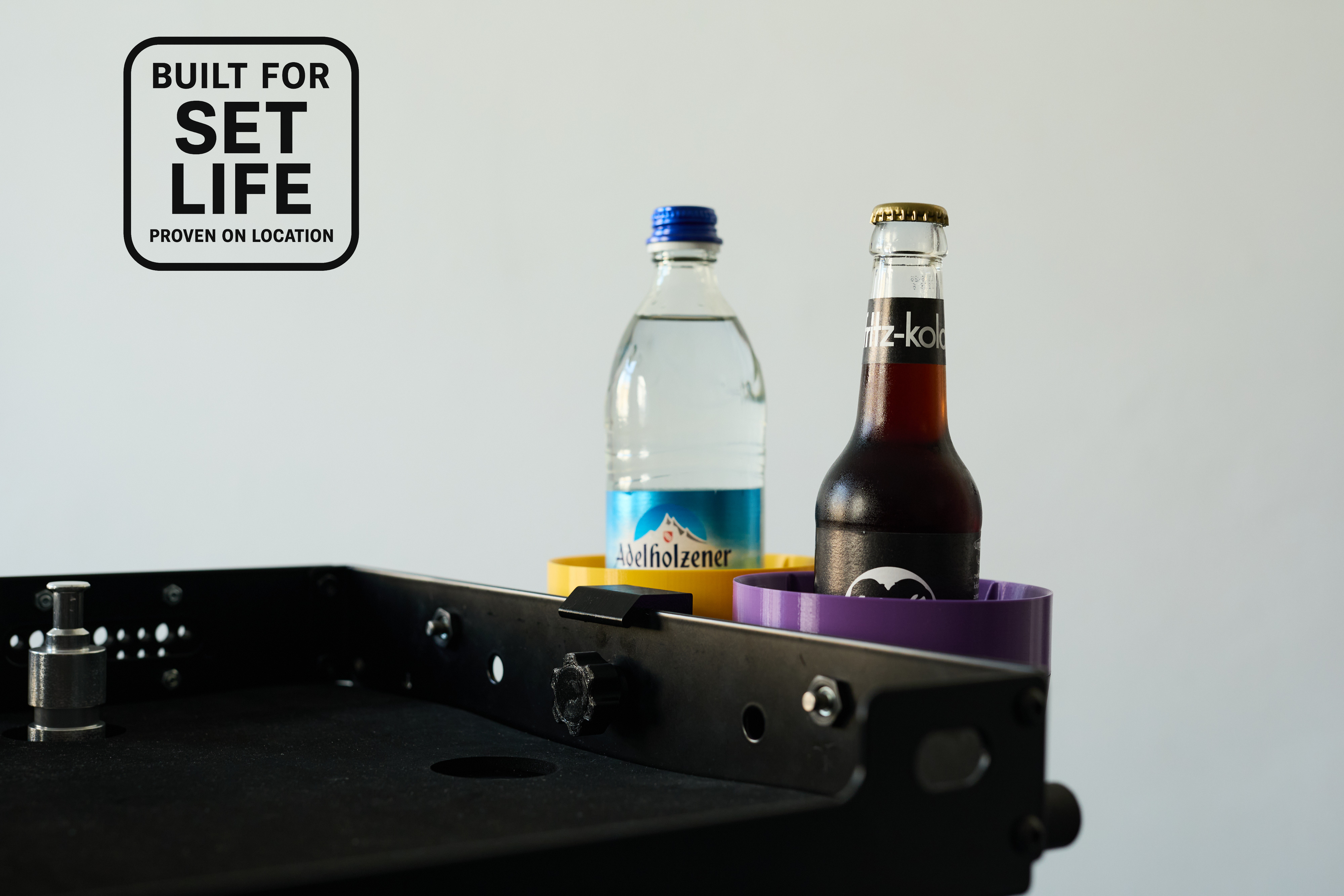 drinkNshoot – Grip & Sip Bottle Holder for Adicam and Schlepp One Film Carts