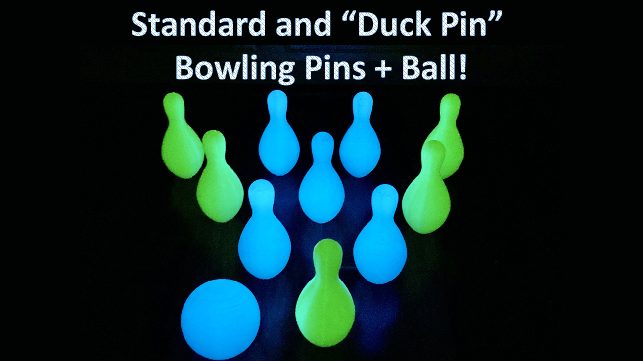 Bowling pins/ball set standard and "duck pin" by Make It Lab