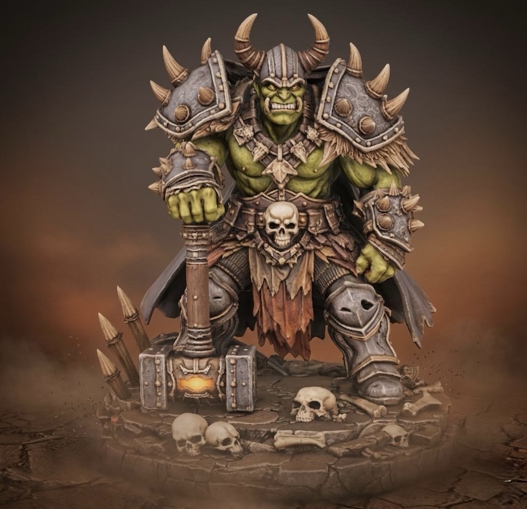Bloodbound Realms – Orc – Ironmaul Brute (Dark Fantasy 3D Printable Miniature STL)