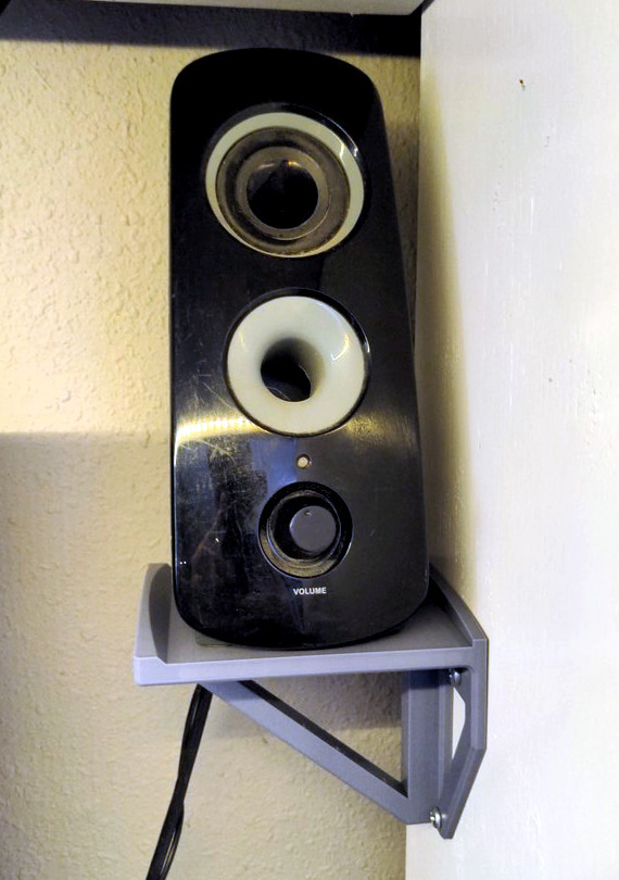 Wall mount PC speaker shelf