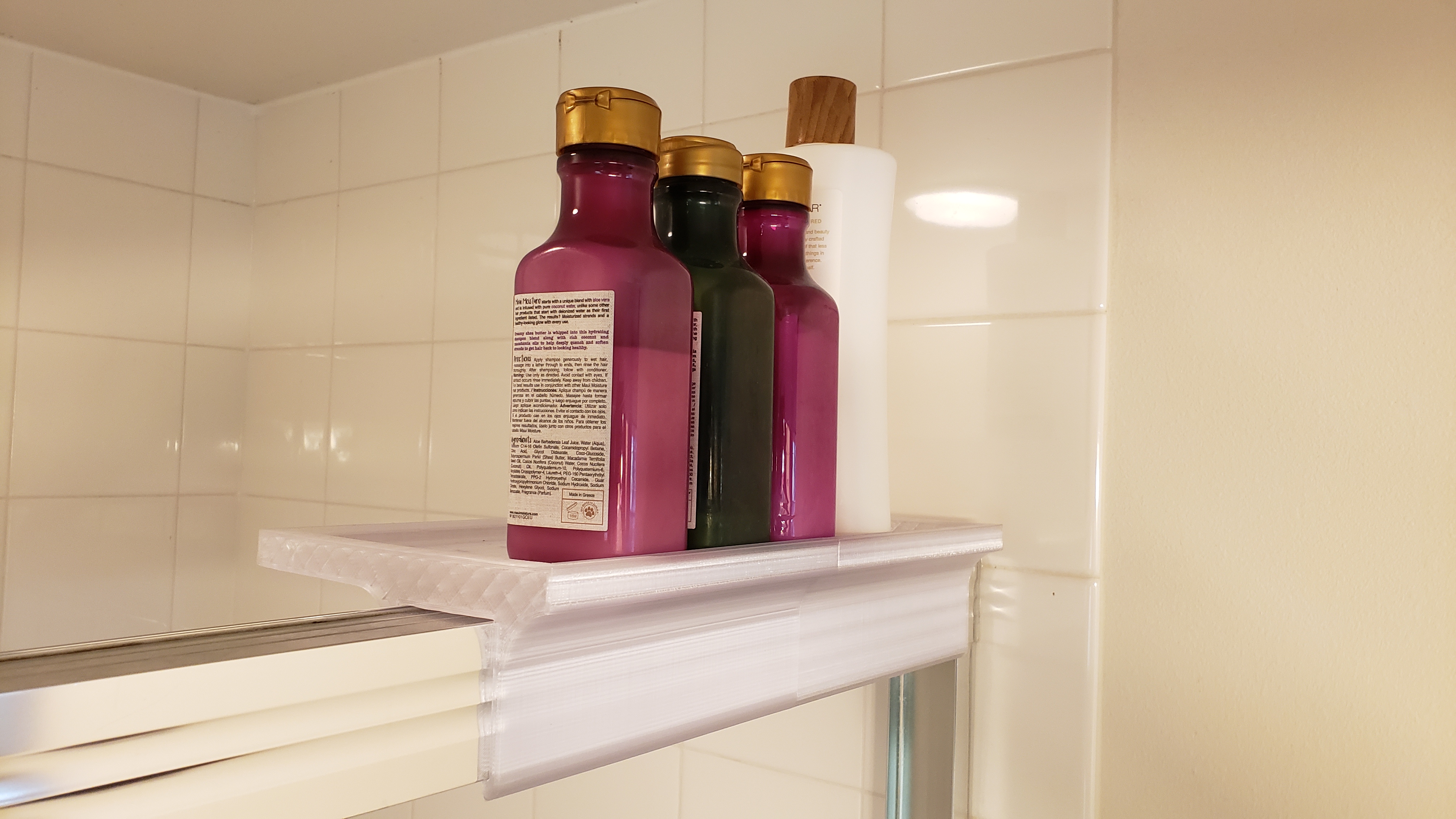 Shower Door Track Shampoo Shelf