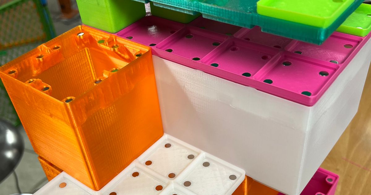 Gridfinity bins with magnetic tops and magnetic lid base combo by mike