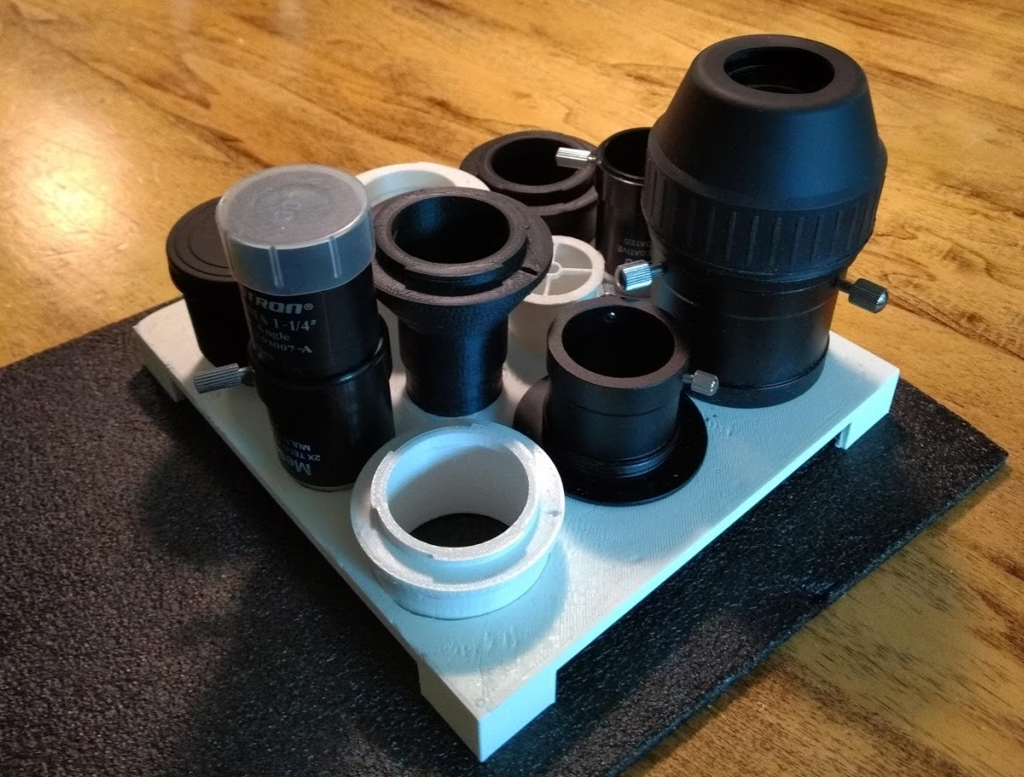 Telescope eye piece organizer tray
