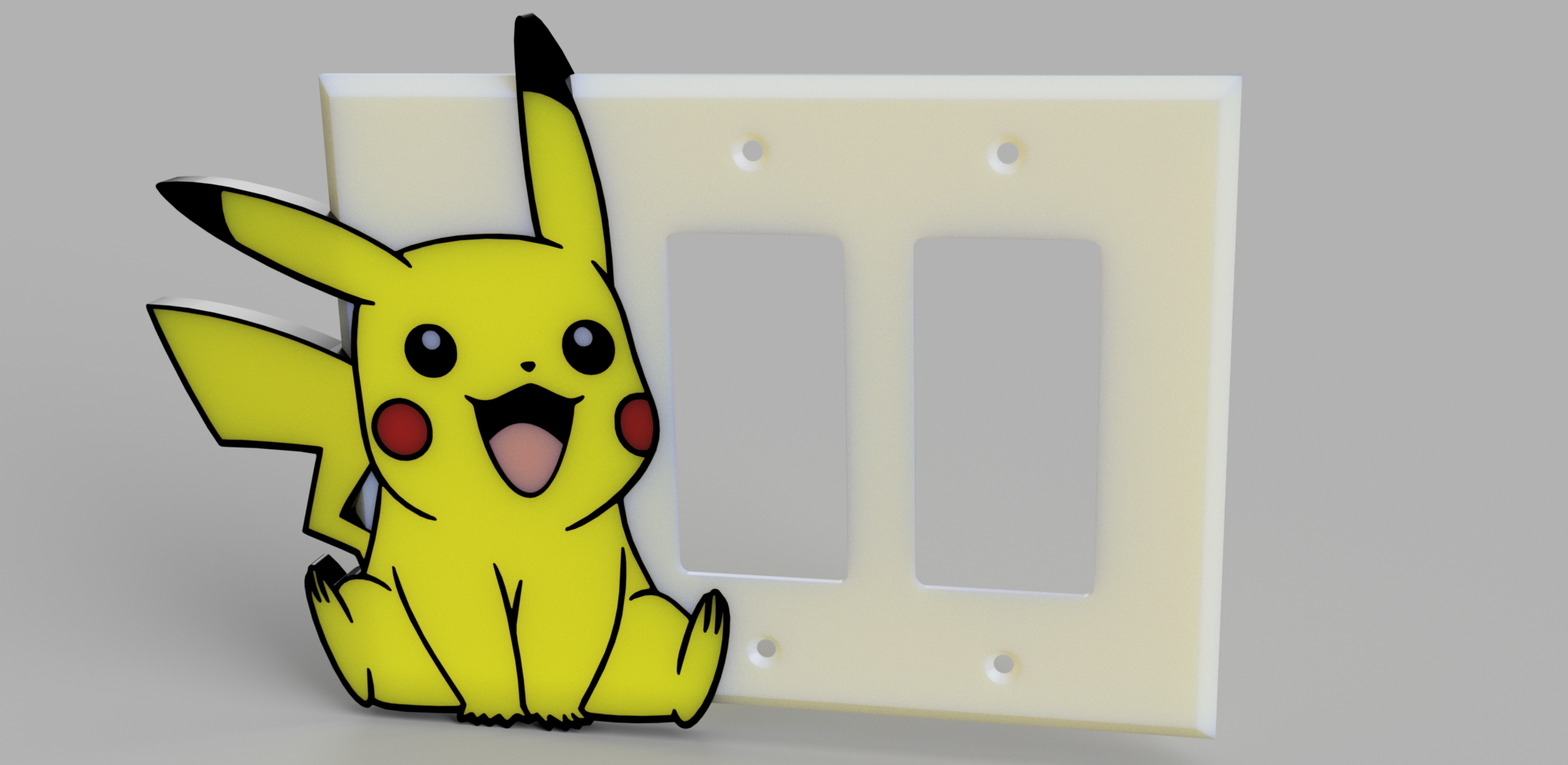 Pikachu light switch cover (1, 2, or 3 gang decora boxes)