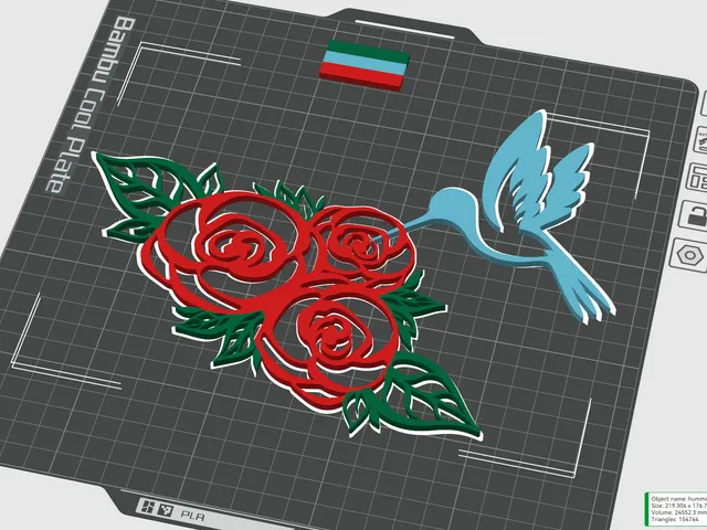 Roses with a hummingbird