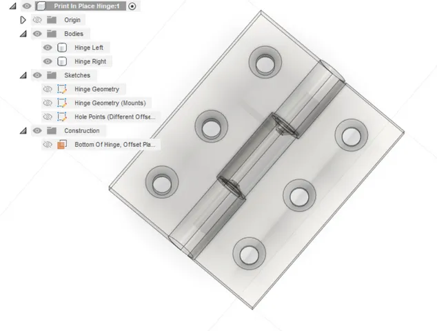 Print In Place Butt Hinge (Fusion 360 File Included)