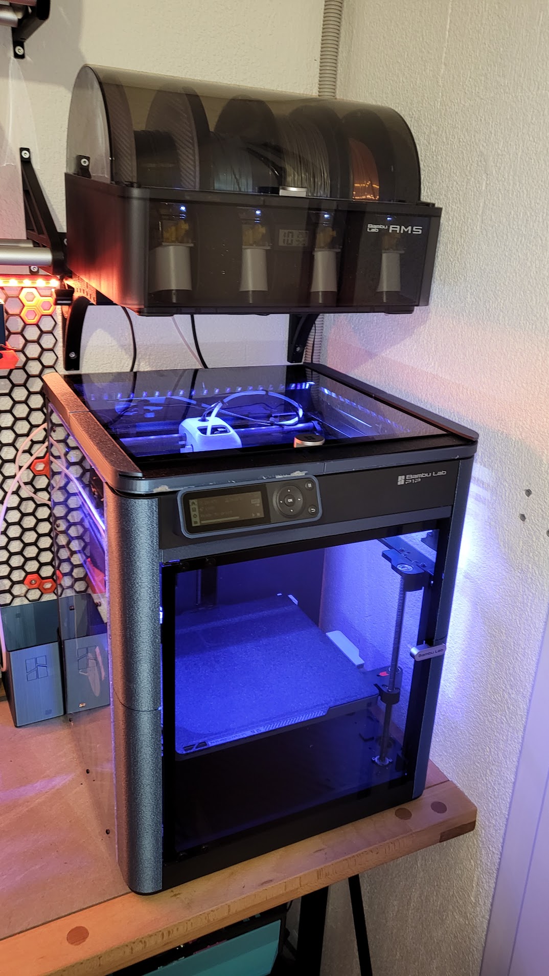 Bambu Lab P1P LED Top Riser for X1 Glass Cover Plate (ESP8266 WLED