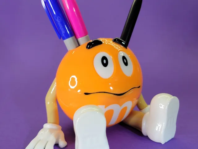 Orange M&M pencil holder