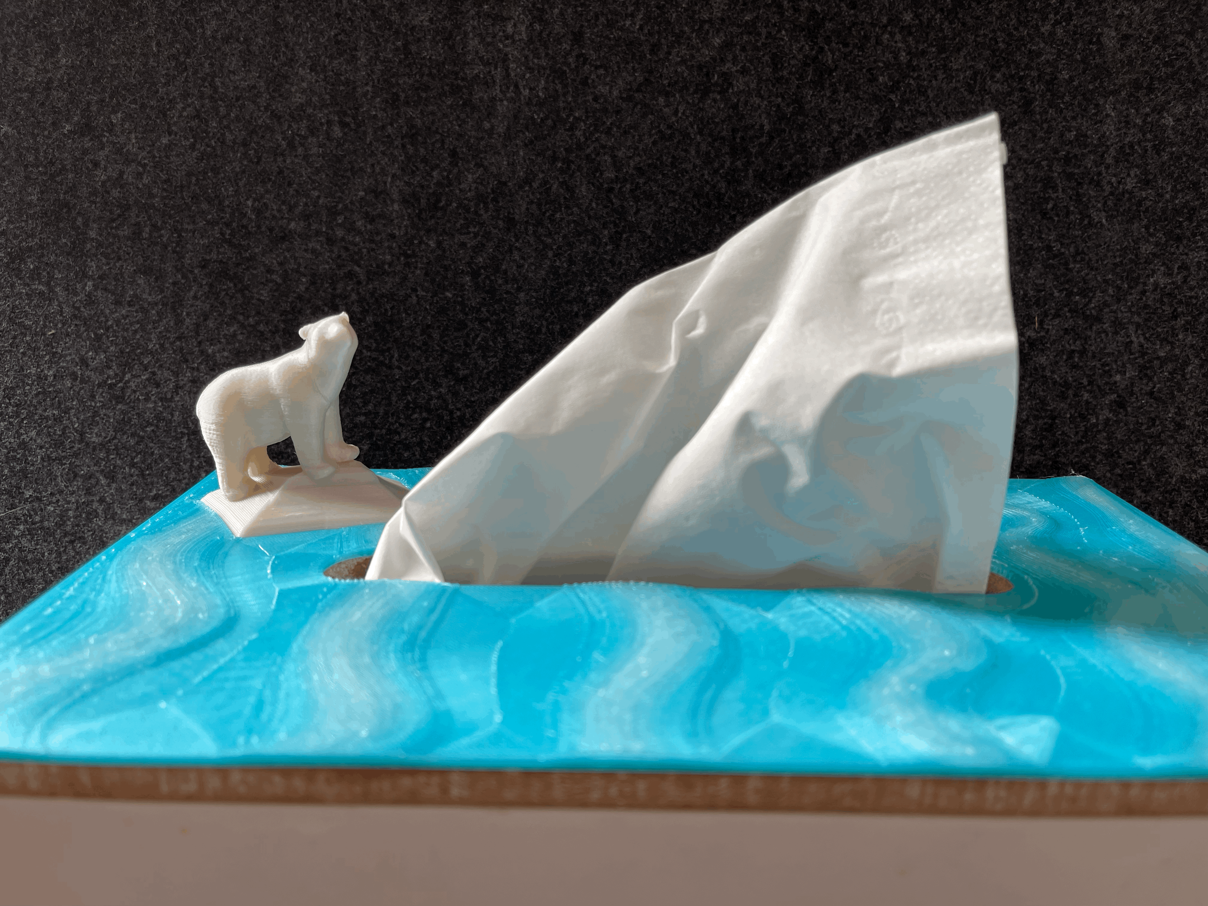 Tissue Box Tissues Holder Polar Bear Iceberg in White