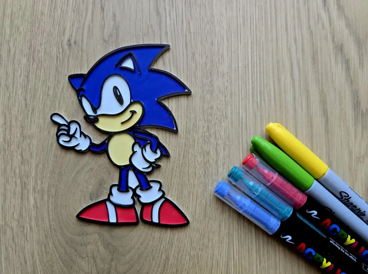 Sonic The Hedgehog DIY Coloring Craft Drawing Fun by MERILNO3D | Download free STL model | Printables.com for Sonic The Hedgehog Free Printables