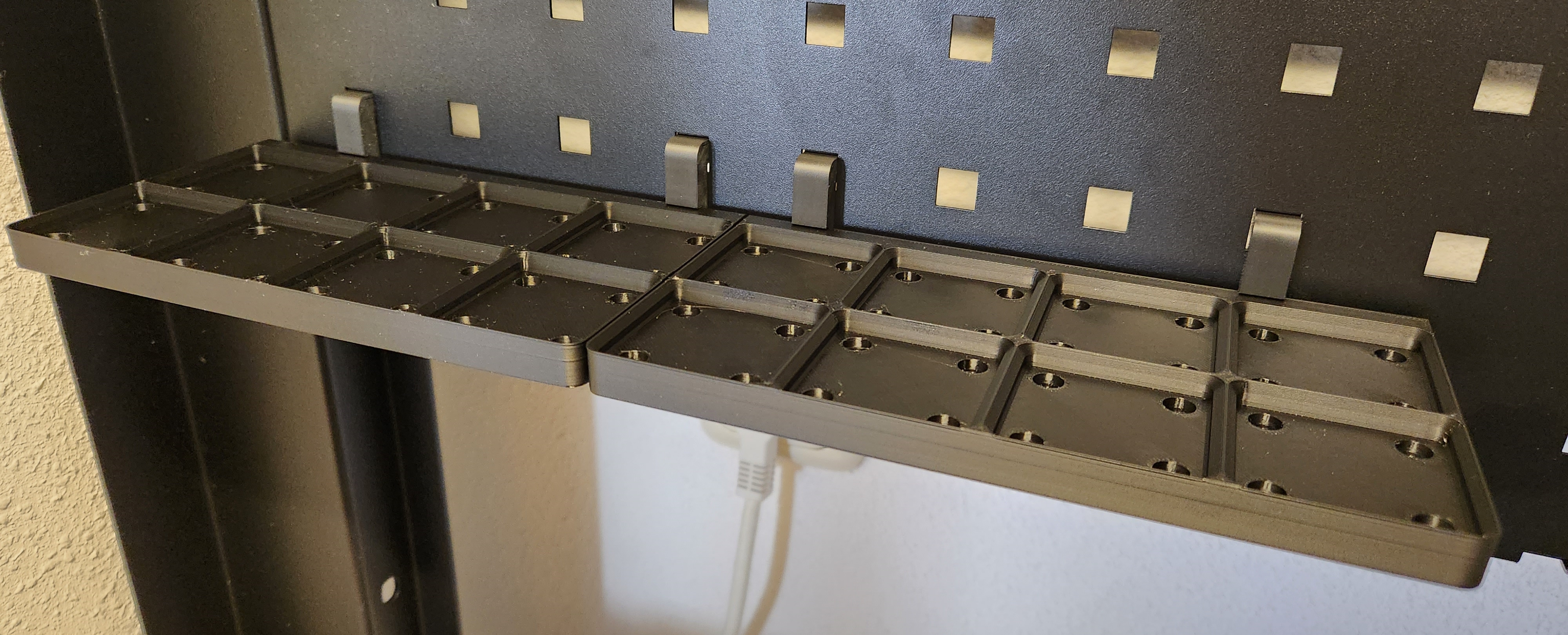 Gridfinity baseplate with hook for a 10x10mm pegboard 3D model thumbnail