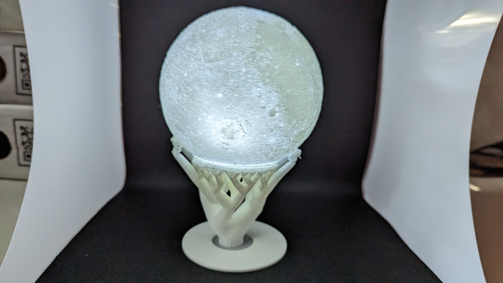 Lithophane Moon With Organic Support Base (Lit by a Tealight)