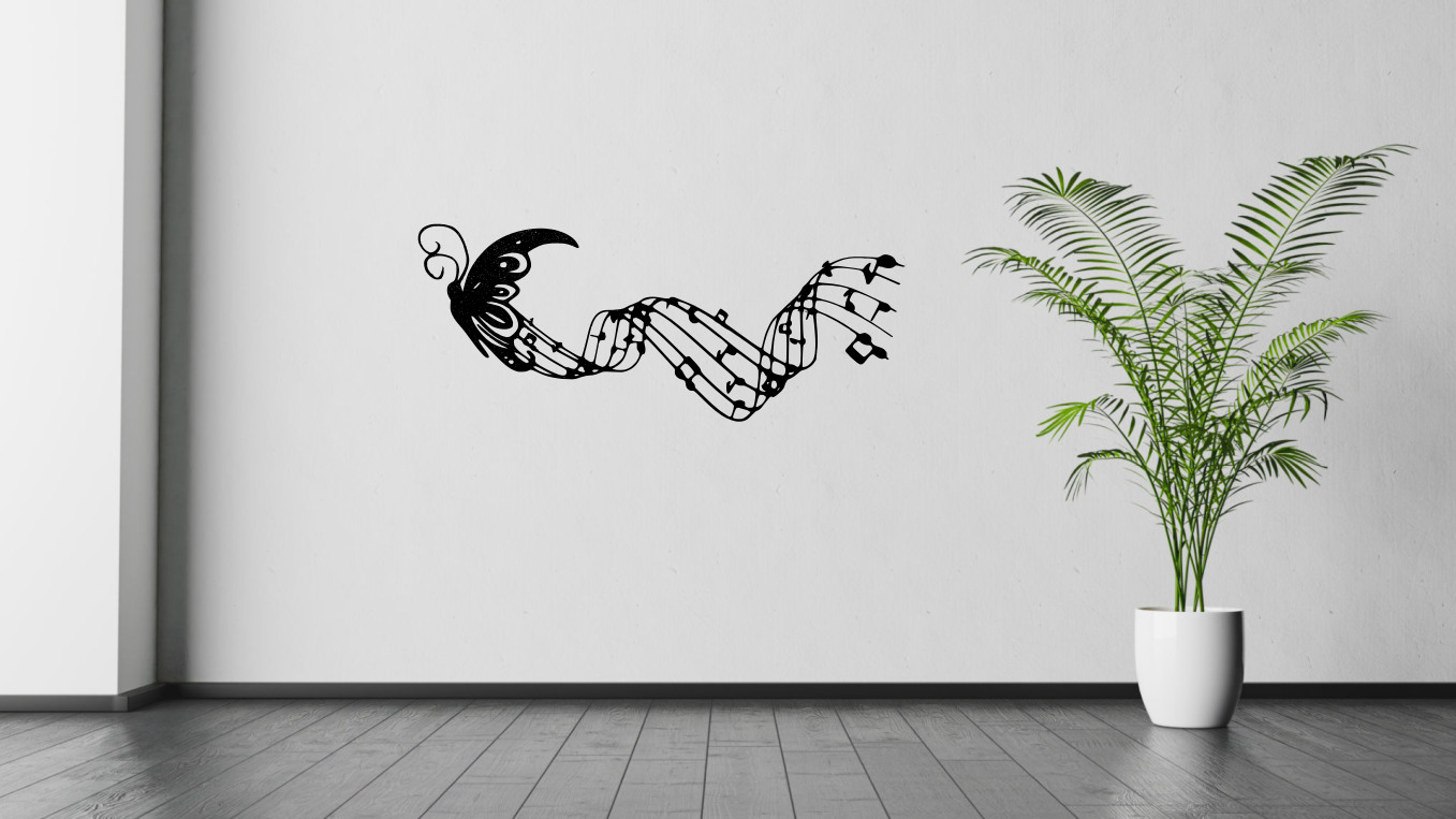 Butterfly musical notes wall art