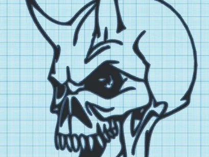 DEMON SKULL w/ HORNS - WALL ART