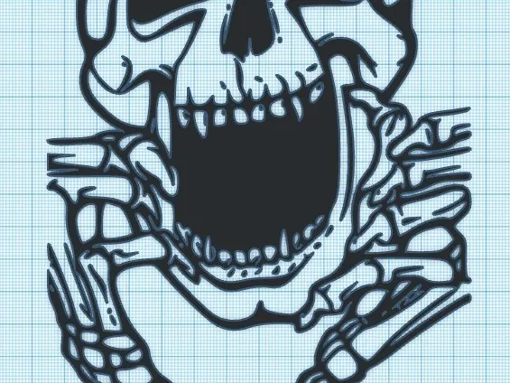 LAUGHING SKULL w-HANDS - WALL ART