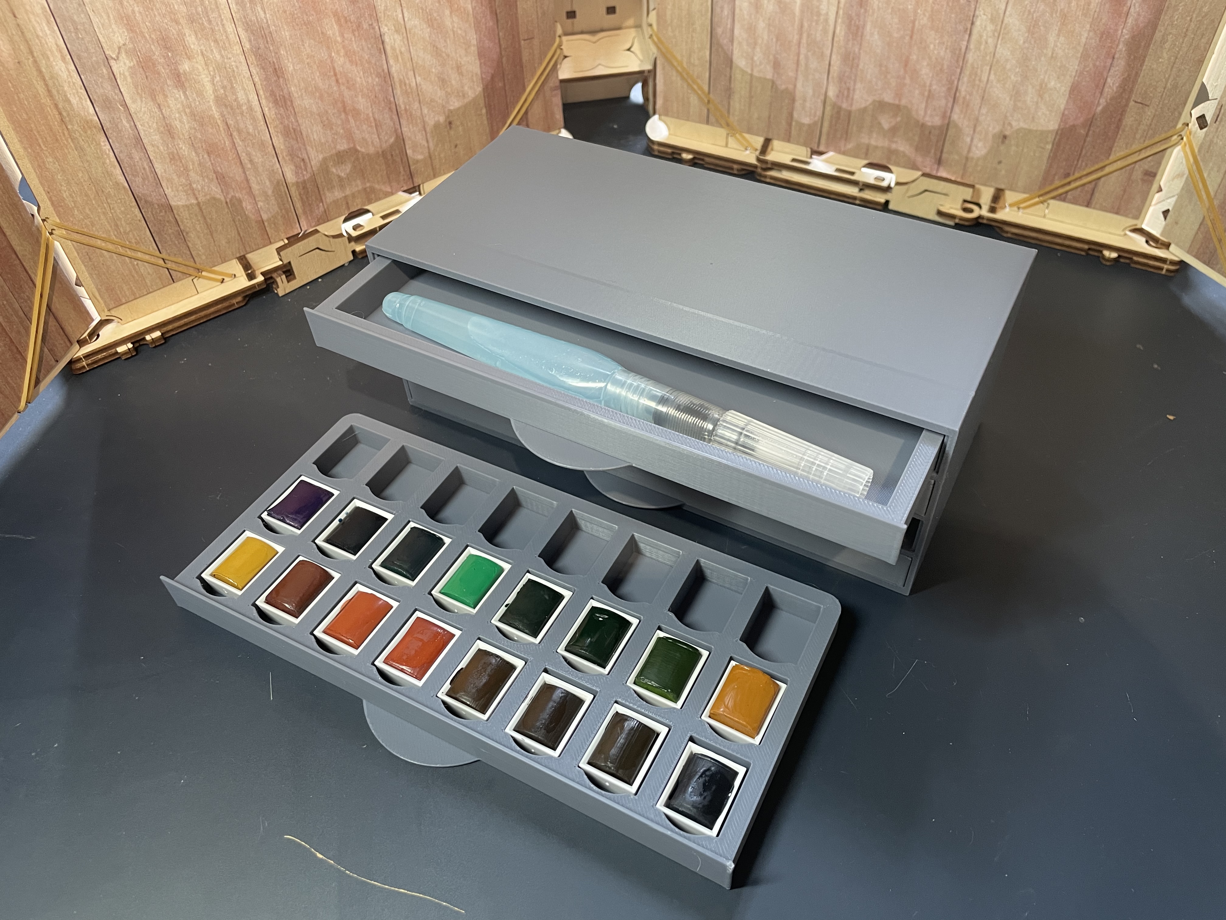Watercolor storage drawers (half pan)