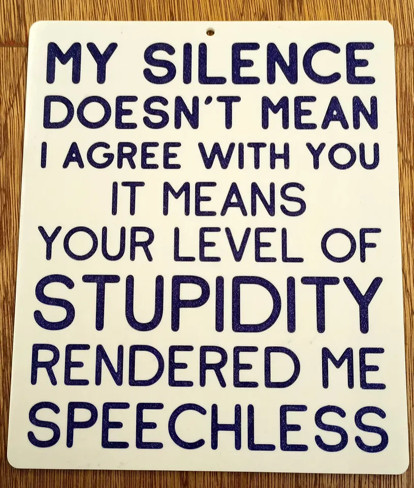 My Silence Doesn't Mean I Agree With You. Speechless Sarcasm