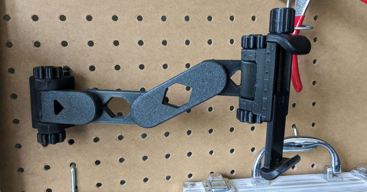 Adjustable Pegboard Phone Holder by anthony nern Download free STL