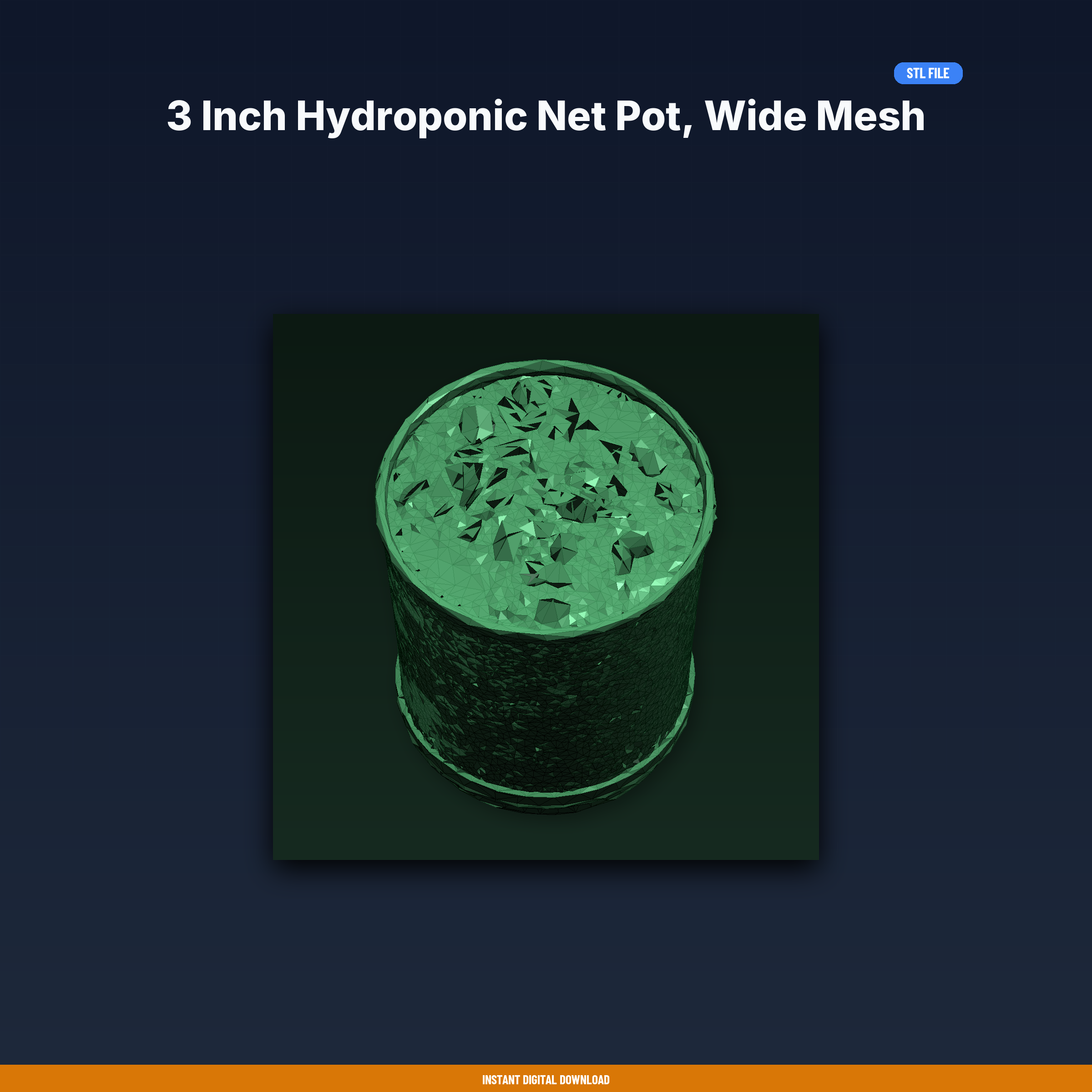 3 Inch Hydroponic Net Pot, Wide Mesh Holes, Sturdy Construction, - 3D Printable STL File